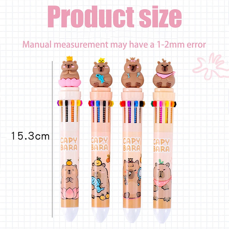 Creative Kawaii Capybara 10 Multicolored Pens C