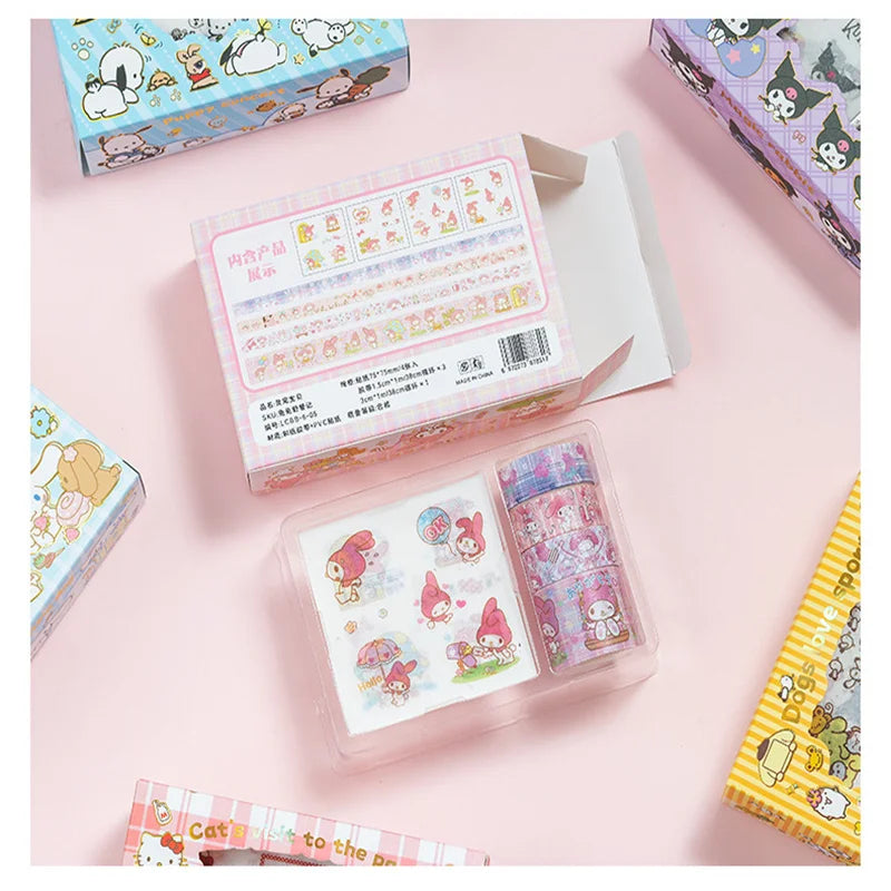 Kawaii Cartoon Hello Kitty Sticker Roll Gift Box