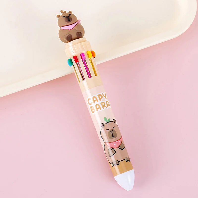 Creative Kawaii Capybara 10 Multicolored Pens C