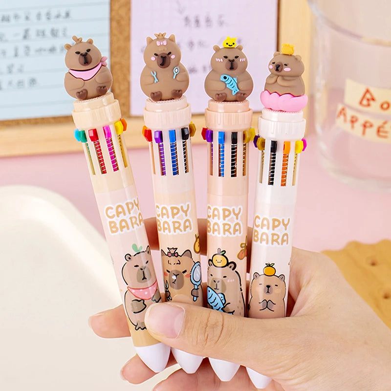 Creative Kawaii Capybara 10 Multicolored Pens C