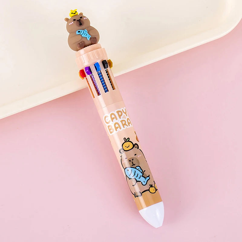 Creative Kawaii Capybara 10 Multicolored Pens C