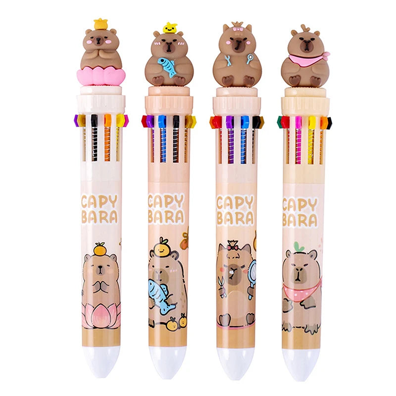 Creative Kawaii Capybara 10 Multicolored Pens C