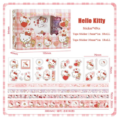 Kawaii Cartoon Hello Kitty Sticker Roll Gift Box